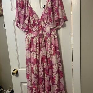 ARULA Fuchsia and White Floral Maxi Dress